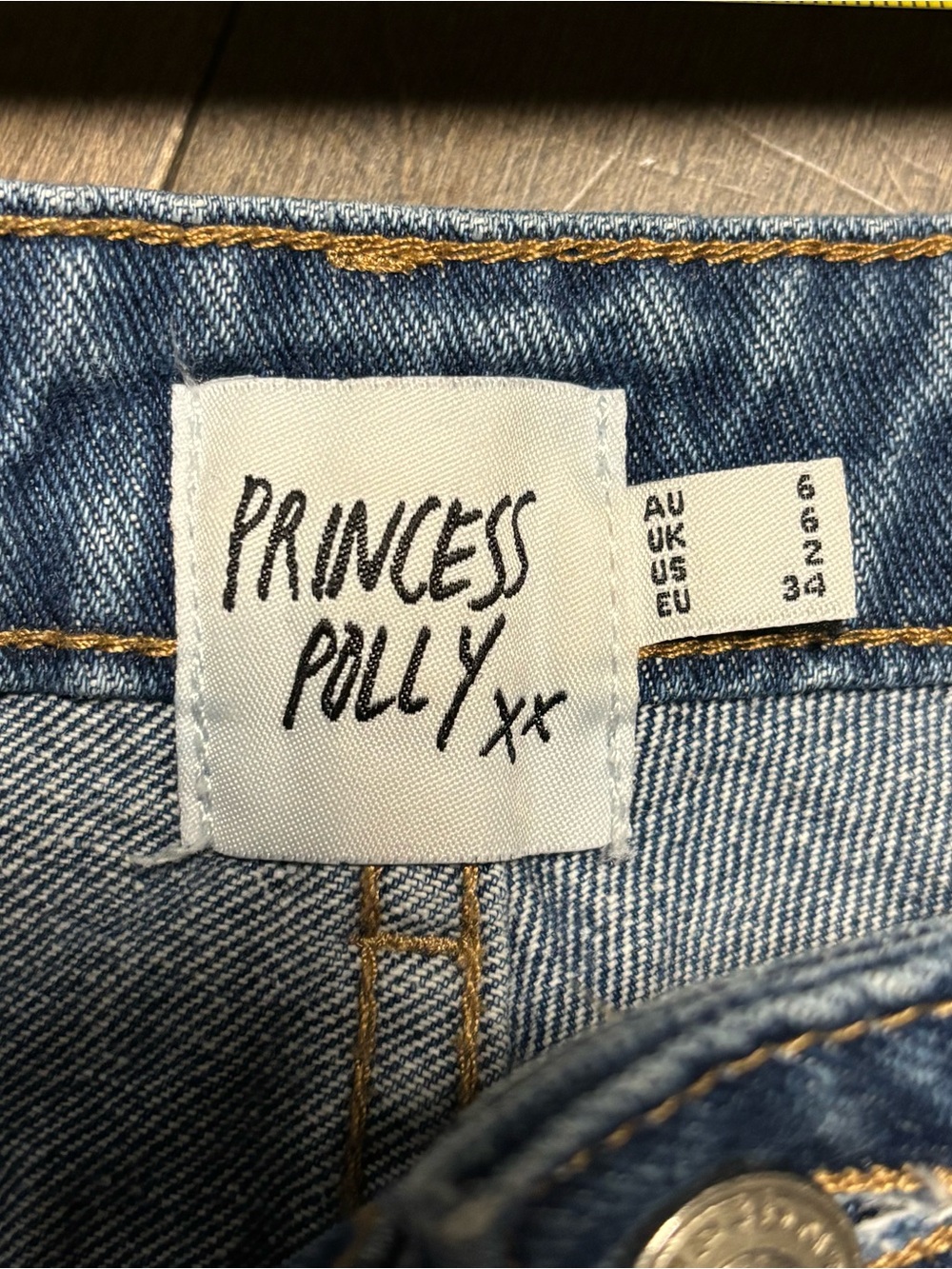 Princess Polly Zephee Wide Leg Jeans US 2 AU 6 Blue High Rise Denim LN - Picture 3 of 12